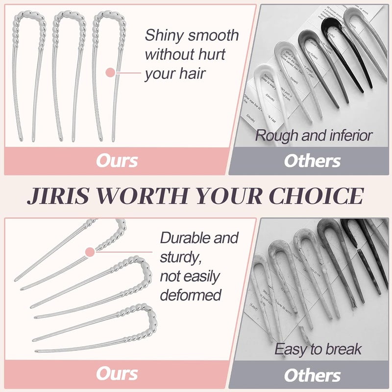 JIRIS 2PCS 5.5Inch French Hair Pins Large U-Shaped Pins for Women and Girls Fashion Metal Hair Pin French Twist Hair Pins for Buns, Updos,Stylish and Functional(set4-silver) - Image 3